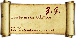Zvolenszky Gábor névjegykártya